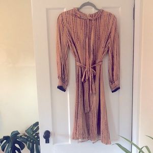 Very vintage long-sleeved silk midi dress